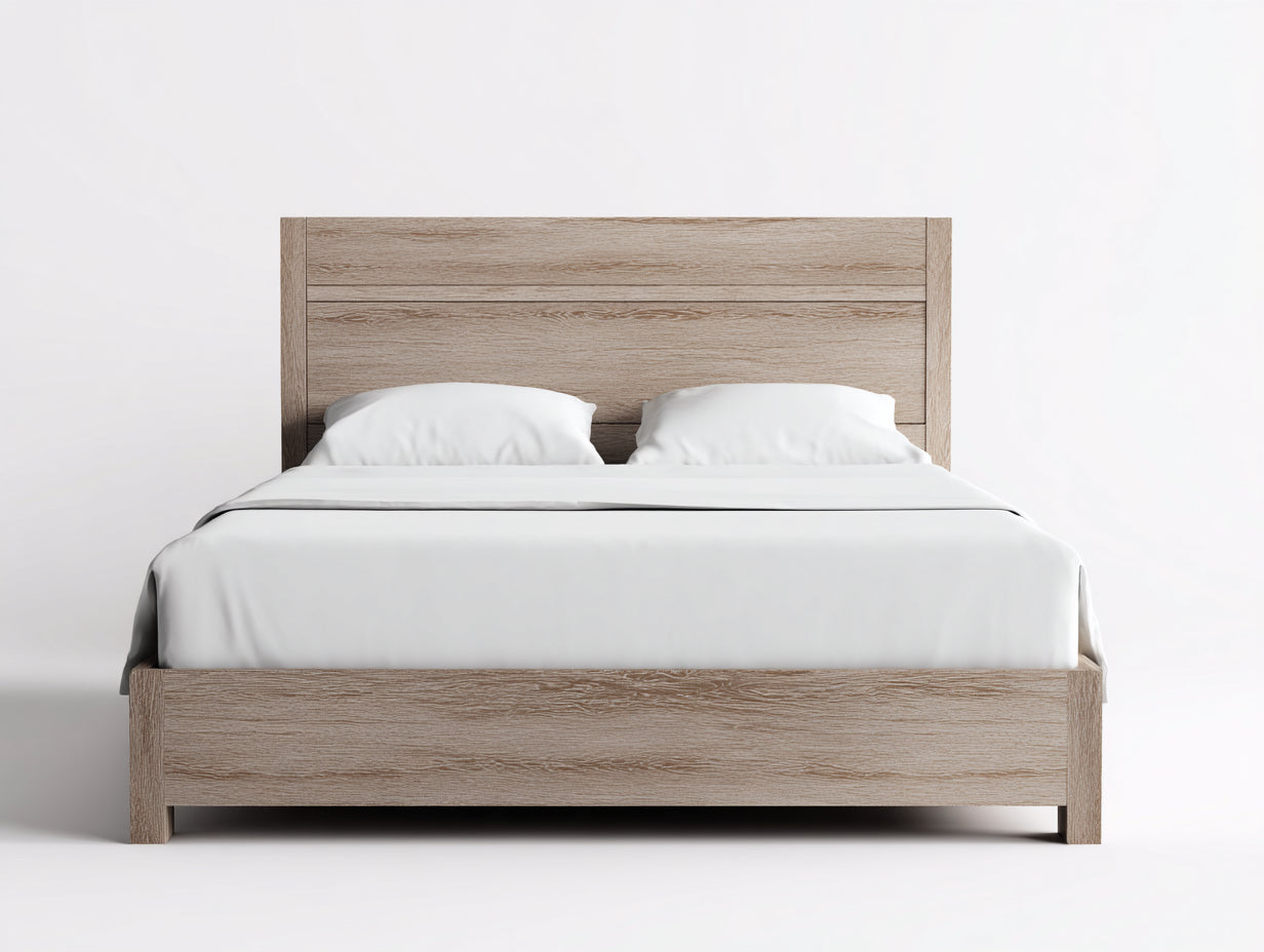 Letto matrimoniale - legno - 209x167x115 cm - rovere sabbia - moderno essenziale