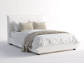 Letto matrimoniale - tessuto-legno - 214x170x122 cm - bianco panna - moderno imbottito