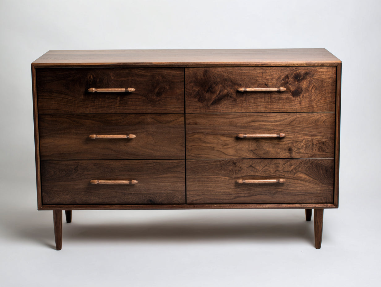 Cassettiera - legno - 146x46x80 cm - noce scuro - moderno