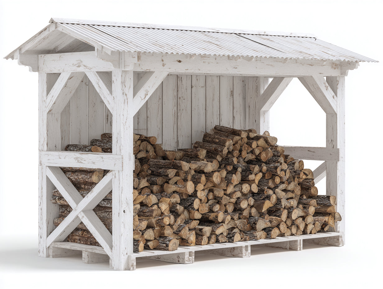 Portalegna - legno - 240x100x170 cm - bianco - rustico