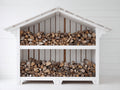 Portalegna - legno - 182x58x148 cm - bianco - rustico