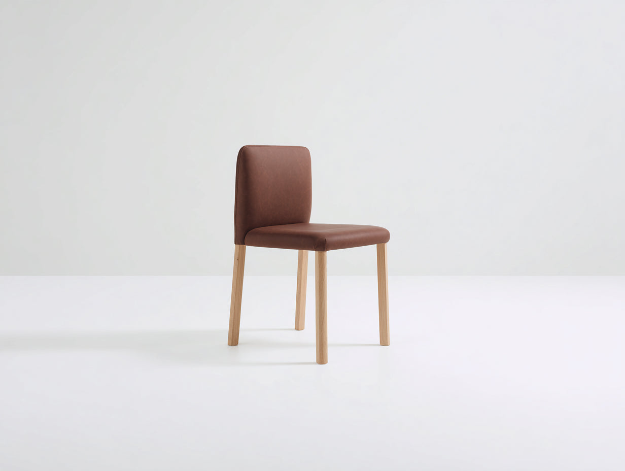 Sedia da pranzo - Ecopelle-Legno - 46x53x86 cm - Marrone - Scandinavo