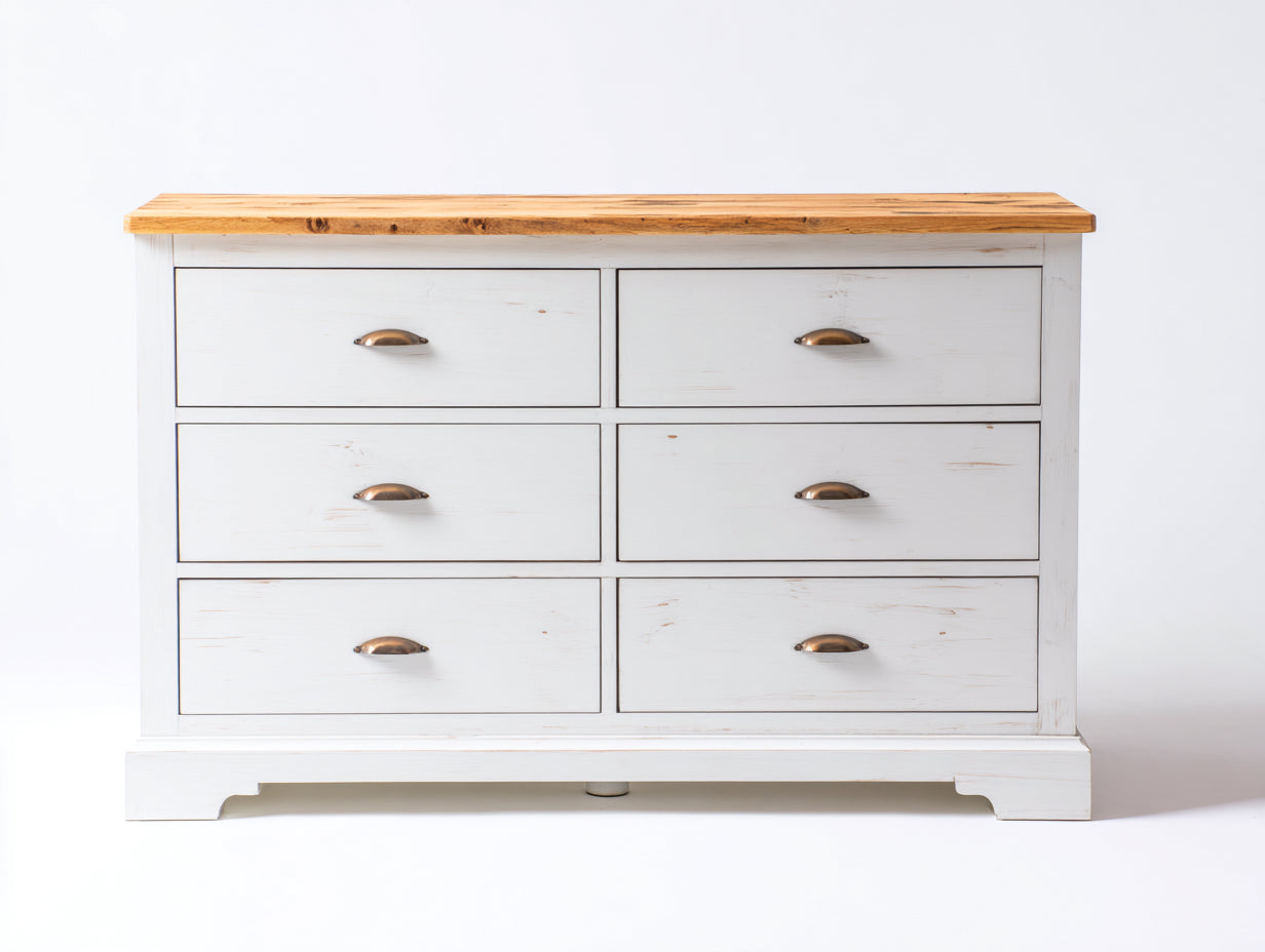 Cassettiera-legno-metallo-136x46x84 cm-bianco-marrone-rustico