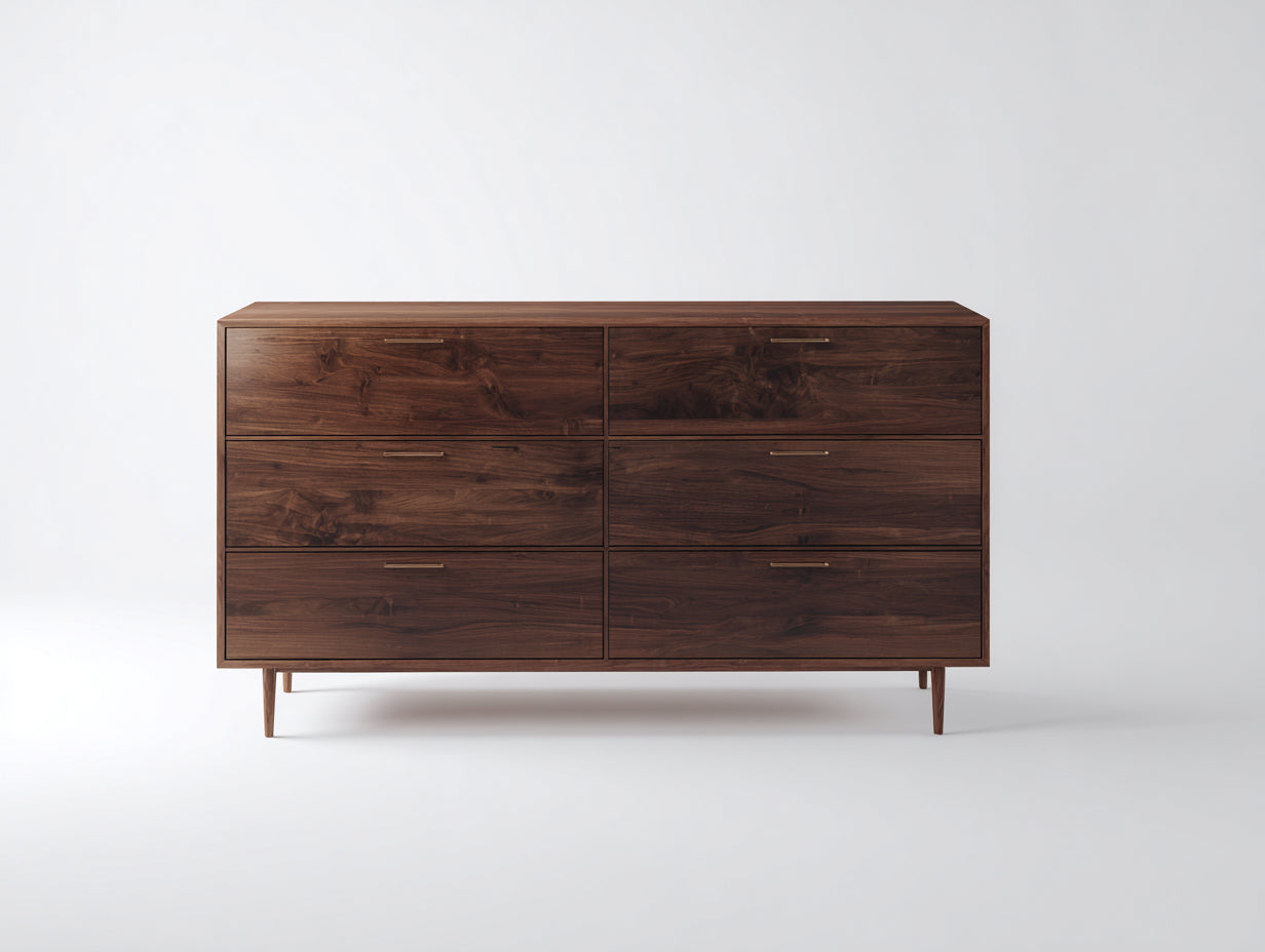 Cassettiera - legno - 145x46x81 cm - noce - moderno