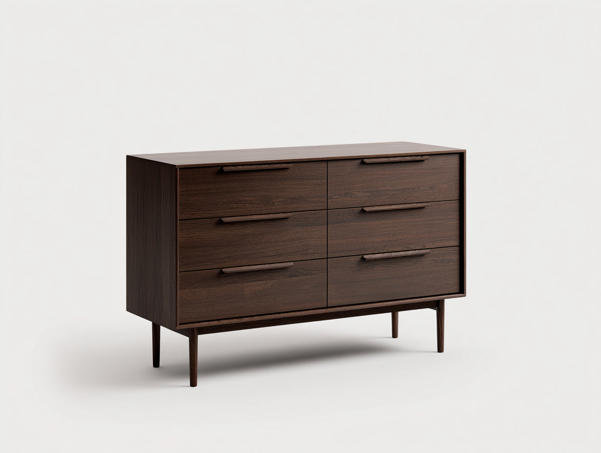 Cassettiera - legno ingegnerizzato - 140x45x78 cm - noce scuro - moderno