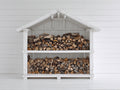 Portalegna - legno - 168x54x142 cm - bianco - rustico