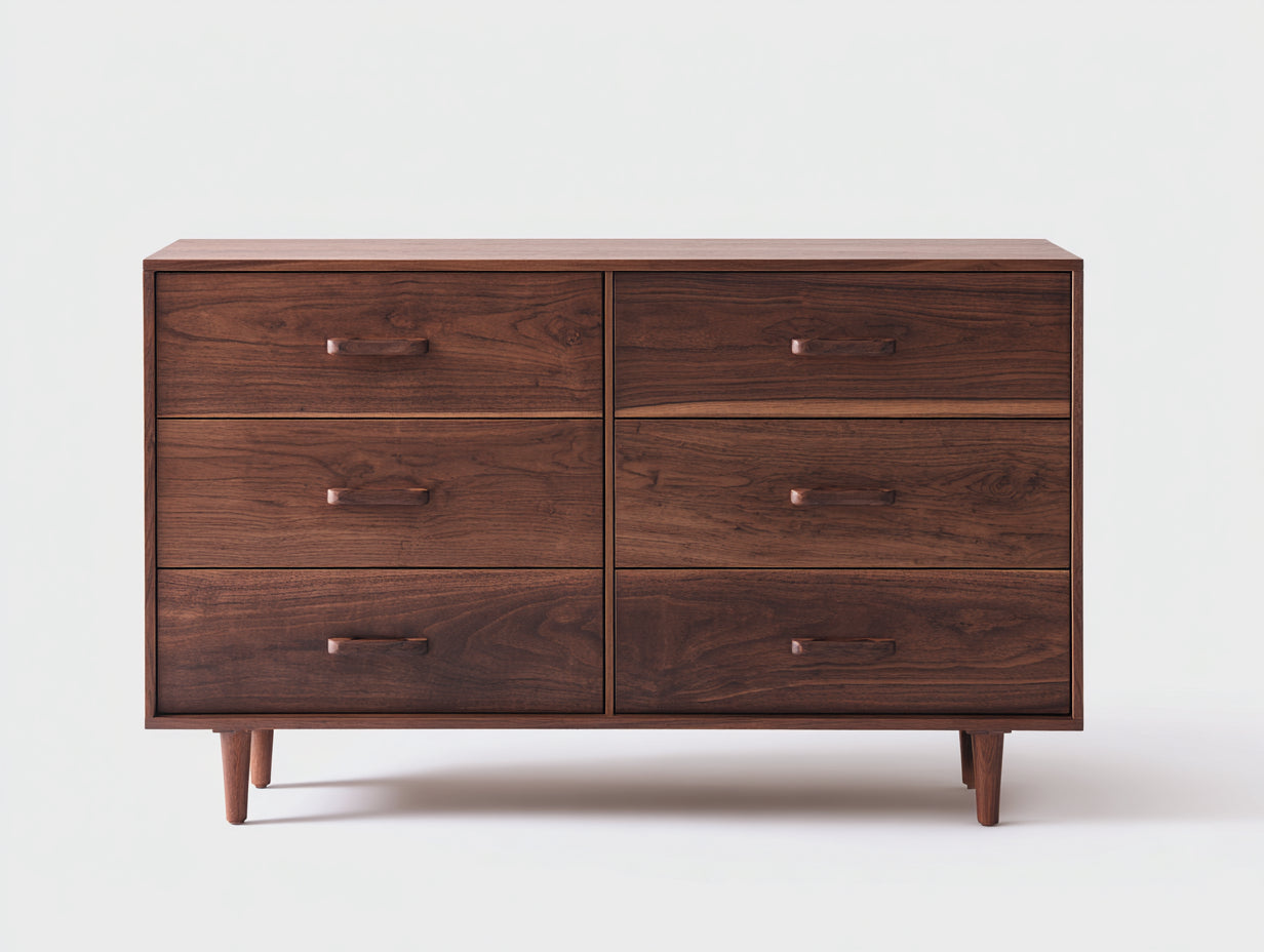 Cassettiera - legno - 142x44x78 cm - noce - moderno