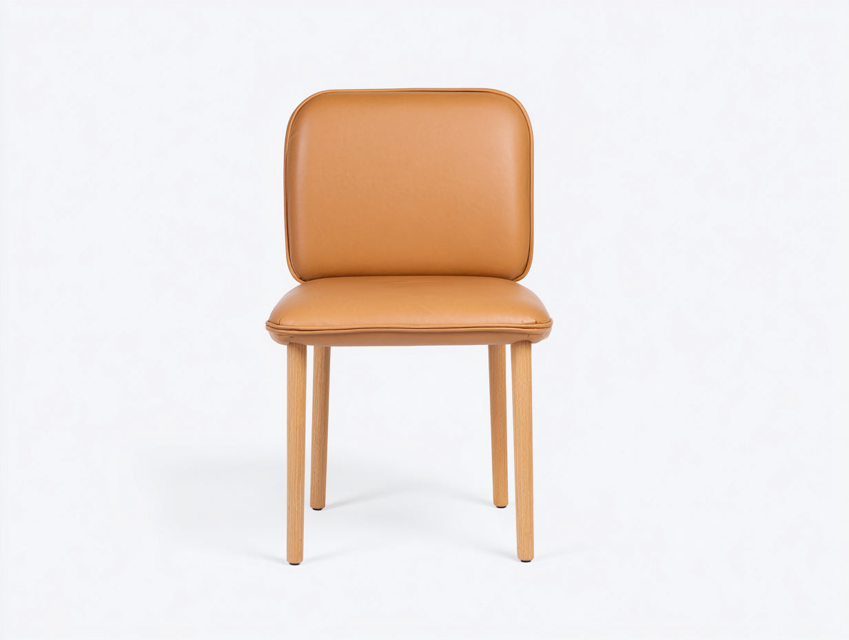 Sedia da pranzo - Ecopelle-Legno - 51x56x84 cm - Camel - Minimalista
