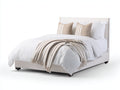 Letto matrimoniale - tessuto-legno - 212x168x118 cm - avorio - contemporaneo imbottito con borchie decorative