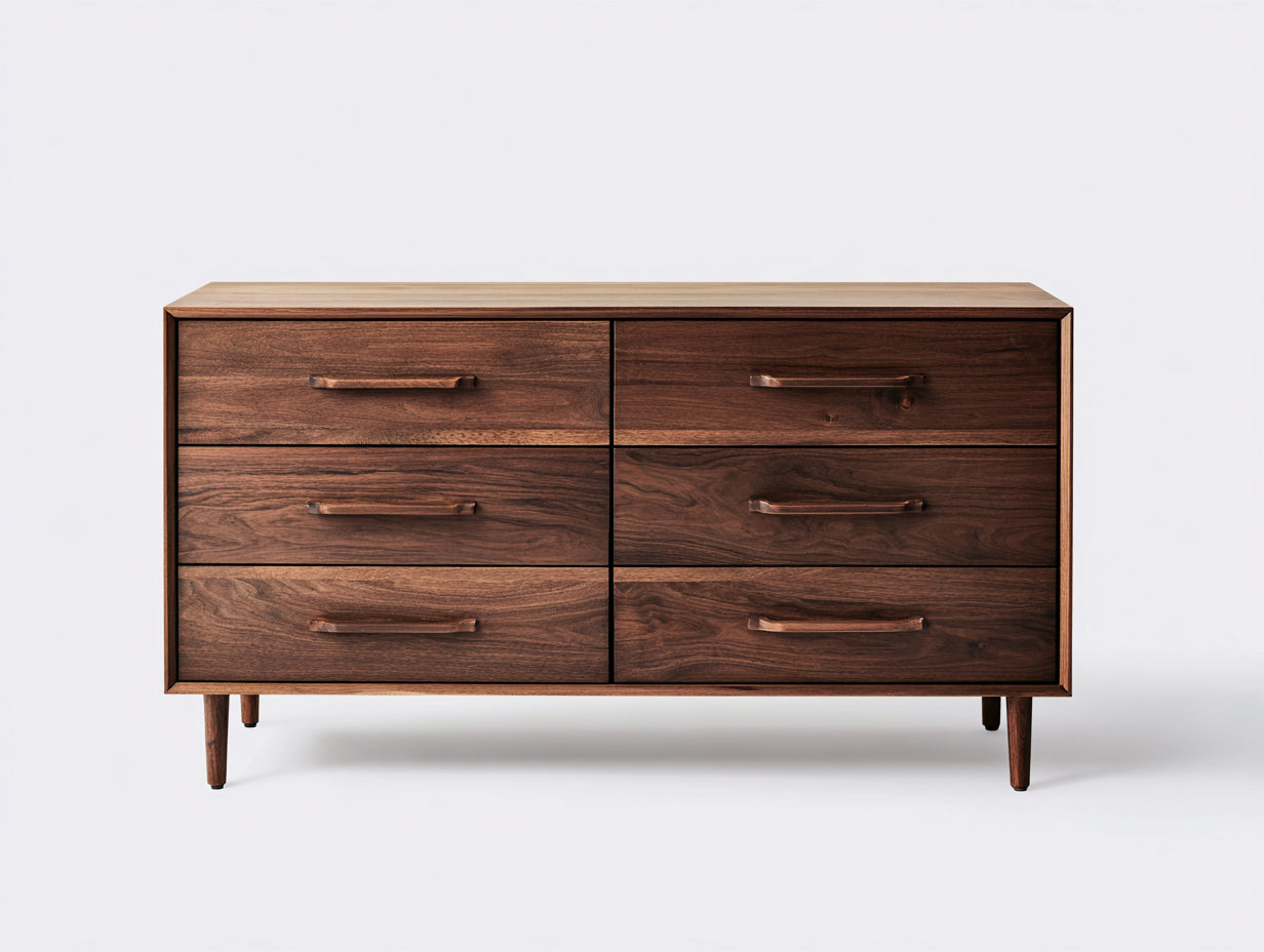 Cassettiera - legno - 147x46x80 cm - noce scuro - moderno