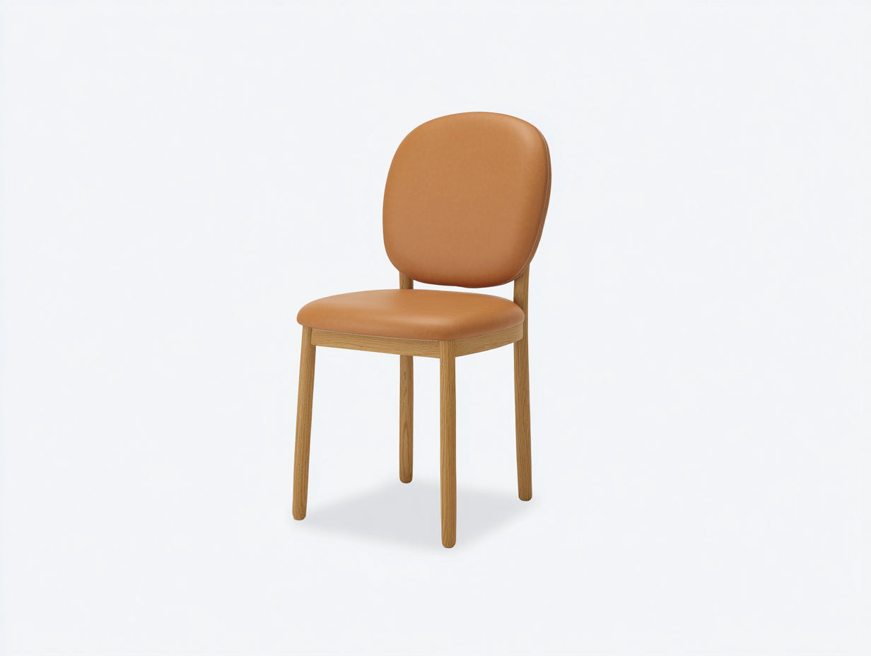 Sedia da pranzo - Ecopelle-Legno - 52x58x85 cm - Camel - Nordico