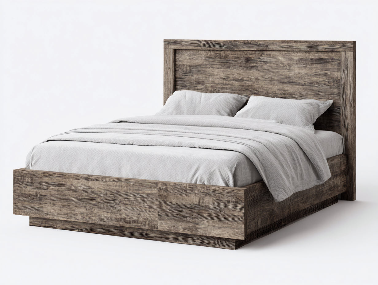 Letto matrimoniale - legno - 208x168x118 cm - rovere grigio - rustico contemporaneo