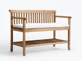Panche da giardino-Legno massello-Tessuto-154x62x90 cm-Legno naturale-Bianco-Stile rustico